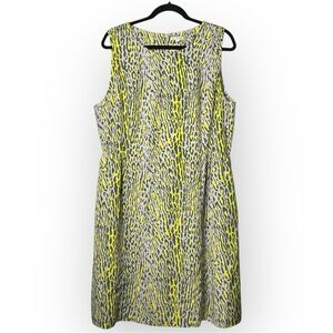 Gap Sleeveless Grey & Neon Leopard Dress 16